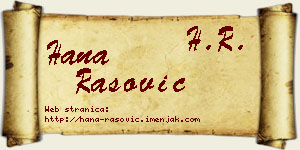 Hana Rašović vizit kartica